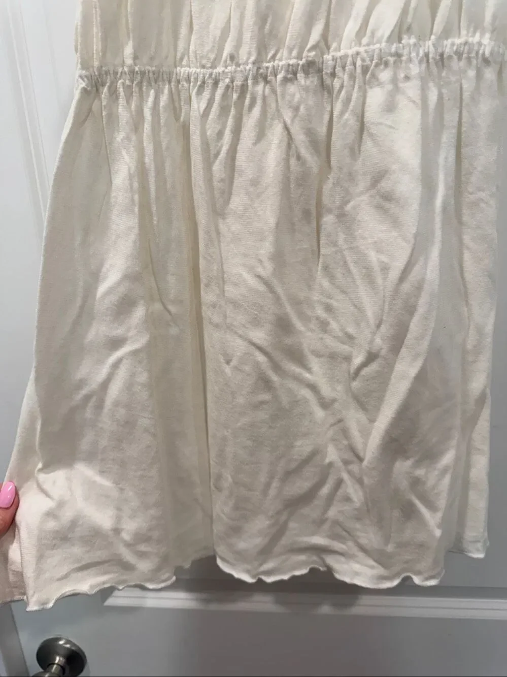 Free People Intimately Ivory Lace Trim Mini Slip Dress Boho Beach Sz XS